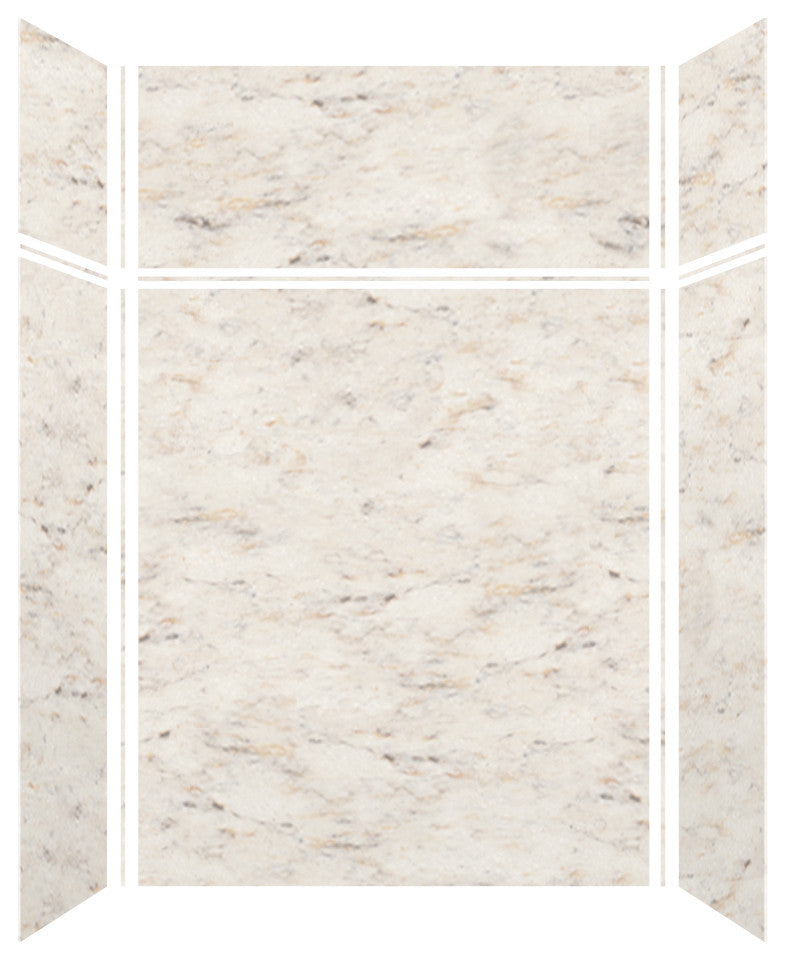 Transolid SaraMar 60"x36"x96" 6-Piece Shower Wall Kit, Biscotti Marble Velvet