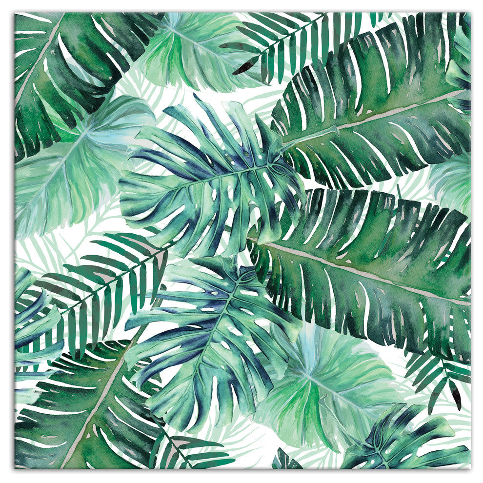 Green Palm Leaves 30x30 Canvas Wall Art