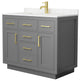 Beckett TK 42" Dark Gray Single Vanity, Cultured Top, Gold Trim