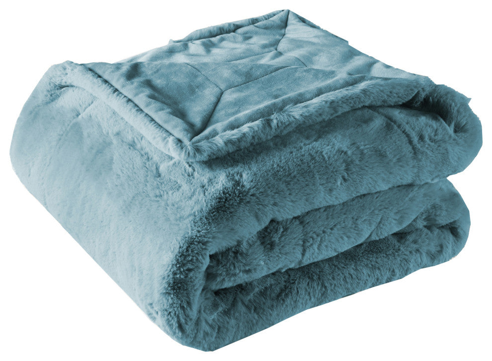 Heavy Faux Fur Throw, Silver Blue, 50"x60"