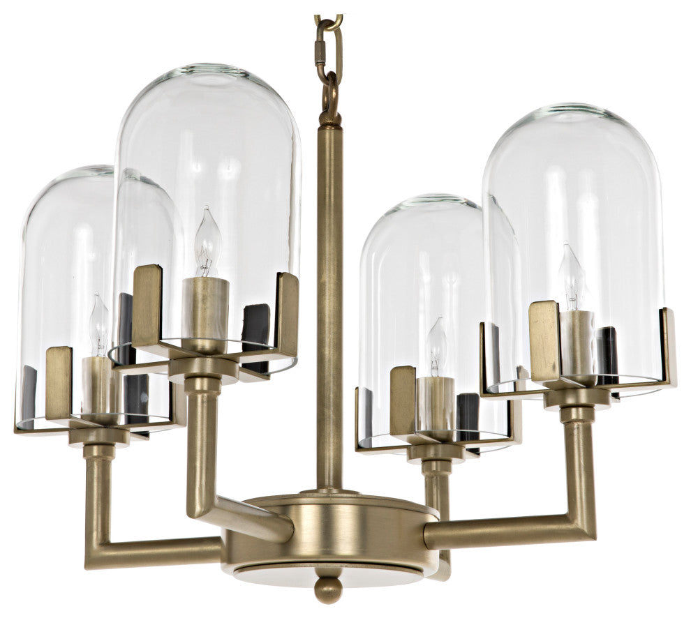Bistro Chandelier, Antique Brass