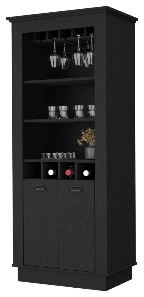 Hampton Bar Cabinet with 4-Built In Wine Rack, Glass Holder and Storage Cabinet