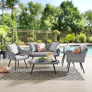 Endeavor 5Pc Outdoor Patio Loveseat Armchair Coffee Table Set EEI3178GRYGRYSET