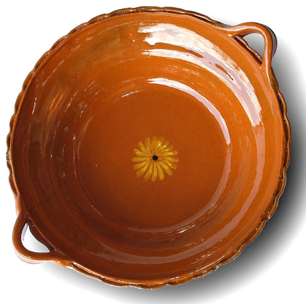 Ancient Cookware, Mexican Clay Unlidded Cazuela, Large, Terracotta, 3 Quarts, Te