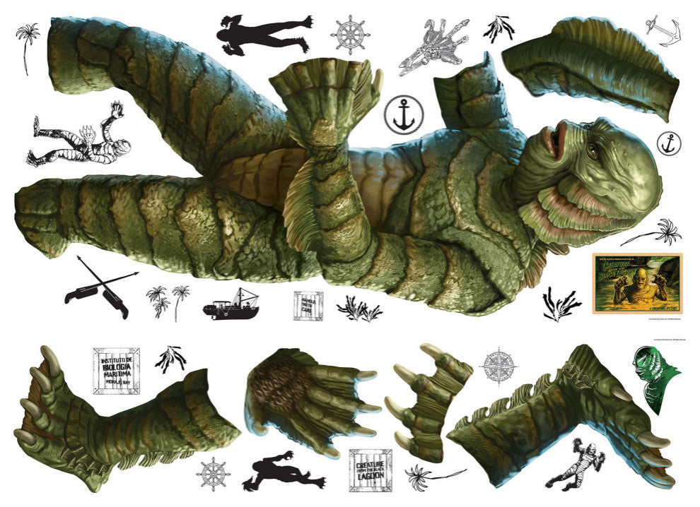 Classic Monsters Creature From The Black Lagoon Giant Peel and Stick Wall Decals