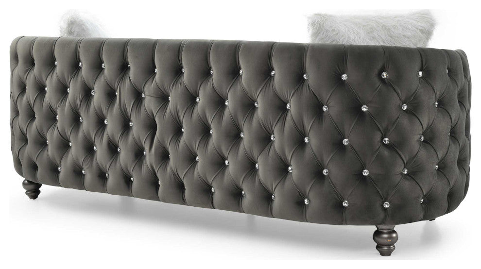 Apollo 67 in. W Round Arm Velvet Straight Sofa, 89 in.