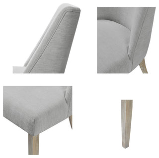 Martha Stewart Winfield Upholstered Farmhouse Dining Chair, Light Grey