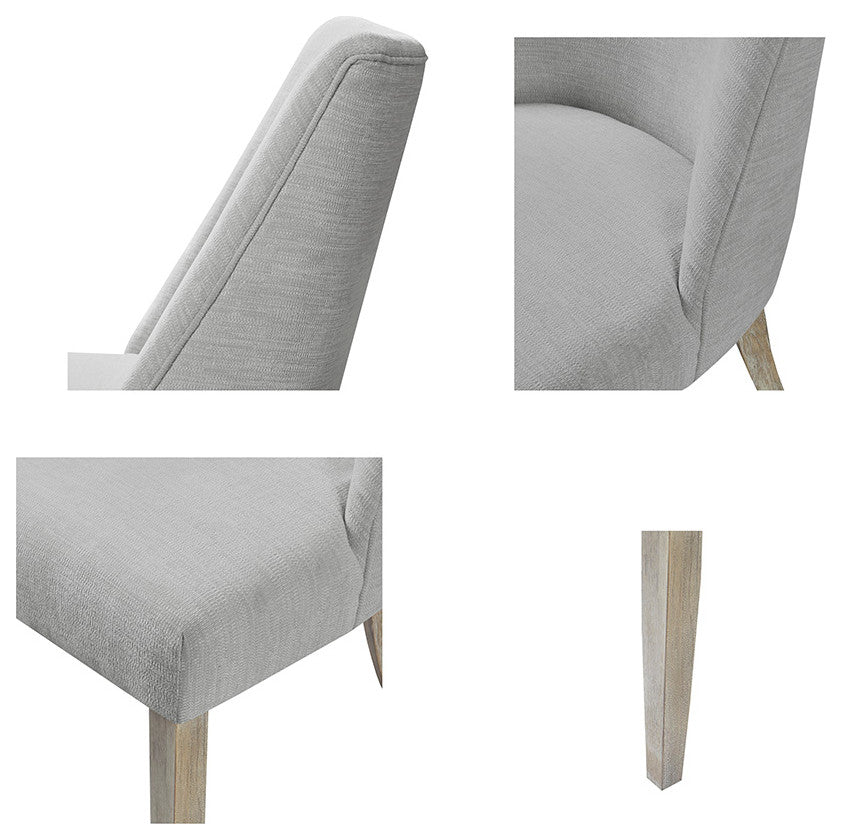 Martha Stewart Winfield Upholstered Farmhouse Dining Chair, Light Grey