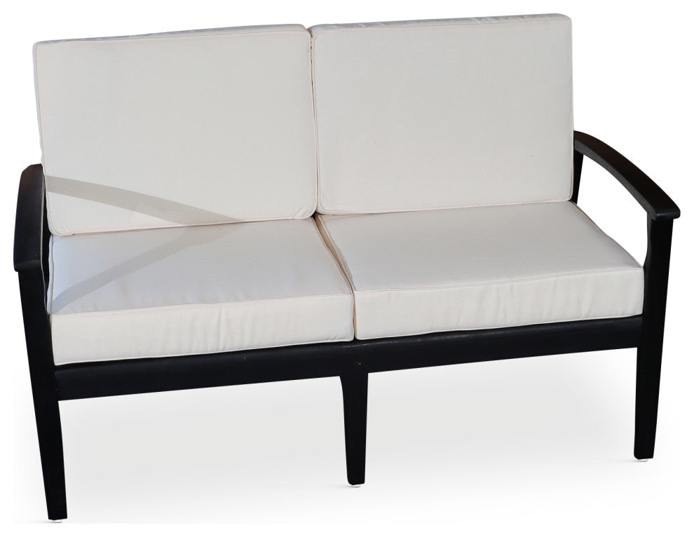 DTY Outdoor Living Longs Peak Eucalyptus Loveseat w/ Cushion, Espresso, Cream