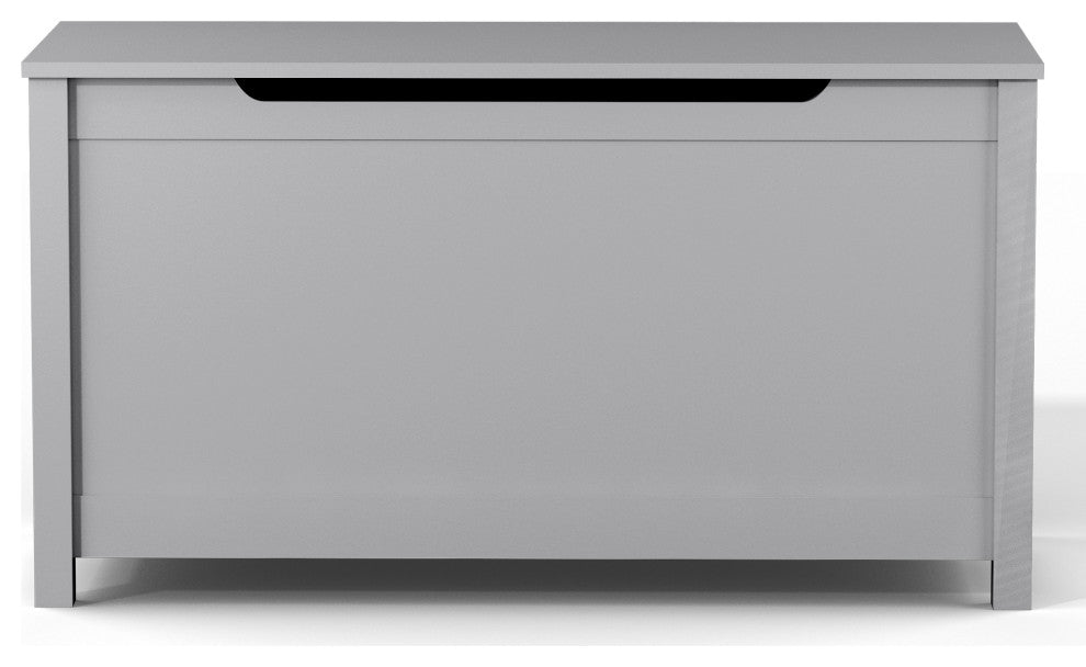 Kids Wooden Toy Box Storage with Safety Hinged Lid, Gray