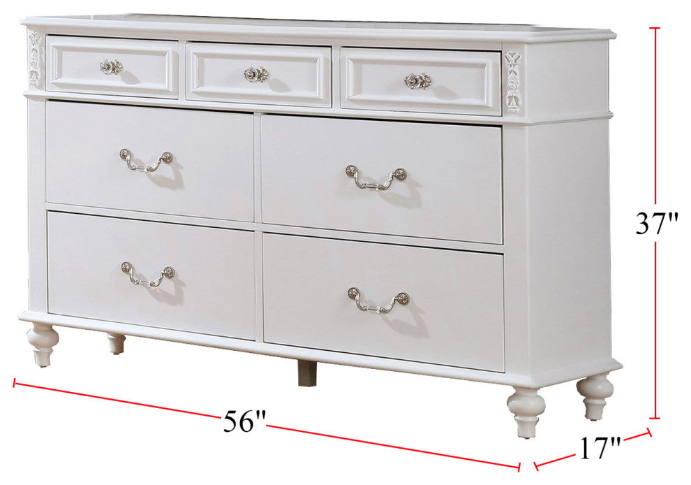 Wooden Dresser Chest with 7 Drawers, White