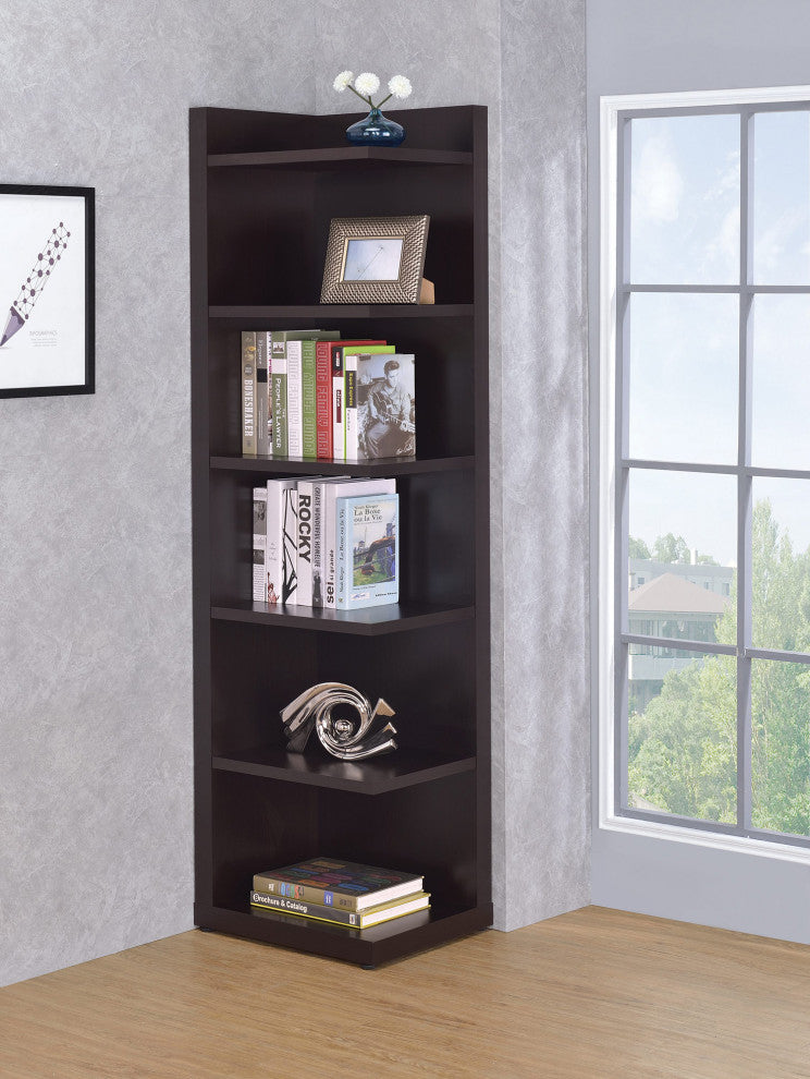 6-Tier Corner Bookcase, Cappuccino