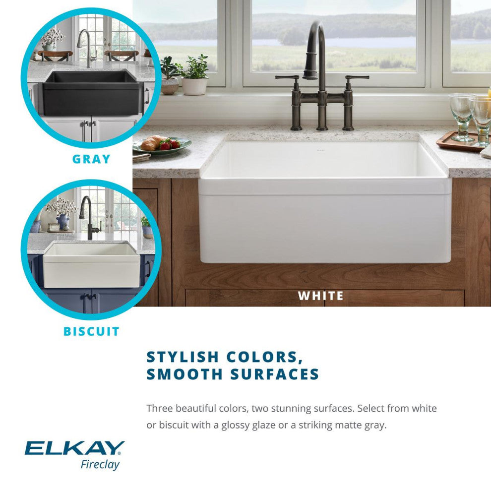 SWUF28179MG Elkay Fireclay 30" Farmhouse Sink, Gray