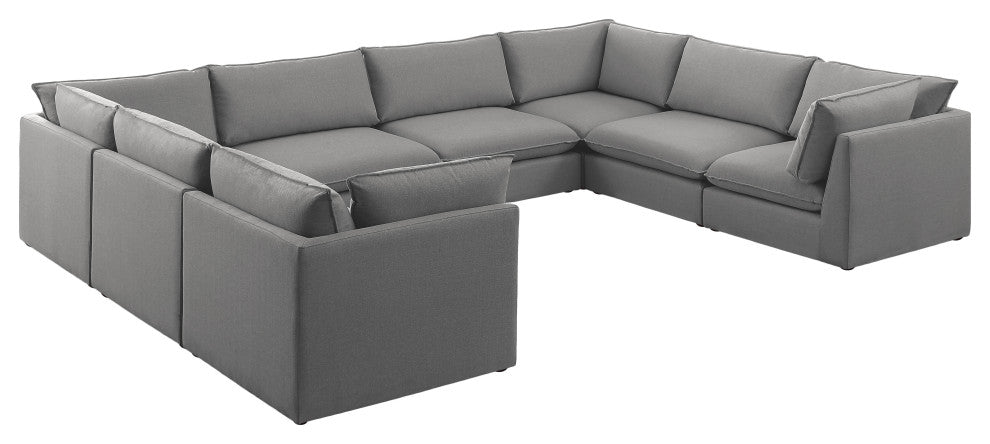 Mackenzie Linen Textured Fabric 8-Piece Modular U-Shaped Sectional, Grey