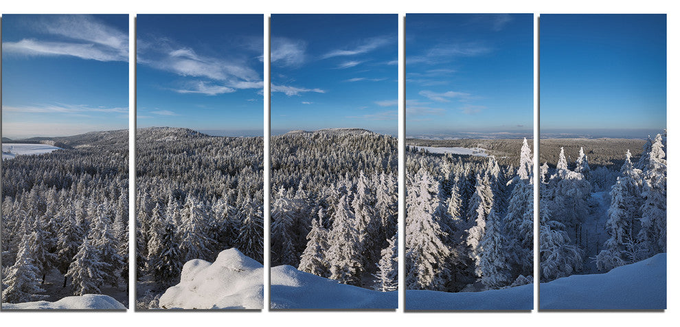 "Gory Stolowe From Szczeliniec Mountains" Landscape Wall Art, 5 Panels, 60"x28"