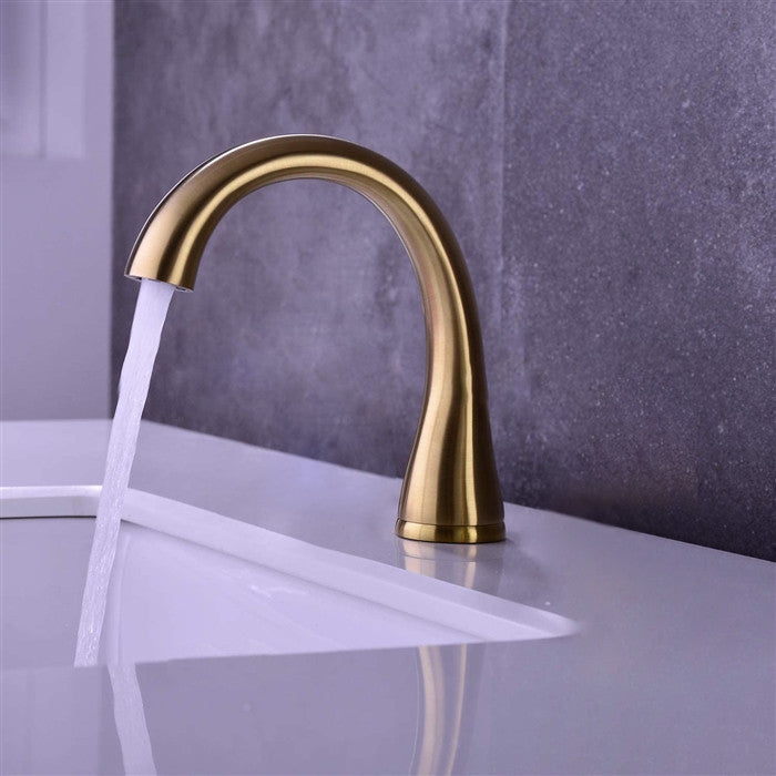 BathSelect Deck Mount Commercial Automatic Sensor Faucet Gold