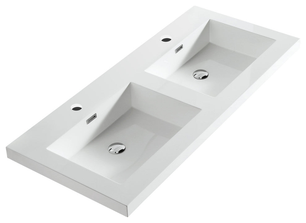 Dowell 22" FTB Resin Bathroom Vanity Basin, White, 49wx22dx6h