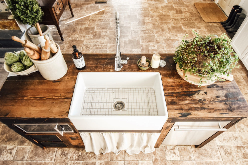 Austen Matte White Fireclay 30" Single Bowl Farmhouse Undermount Kitchen Sink