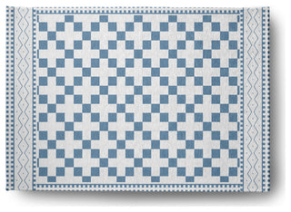 Cross and Squares Rug, Chambray, 5'x7'