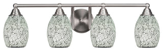 Paramount 4-Light Bath Bar, Brushed Nickel, 5" Black Fusion Glass