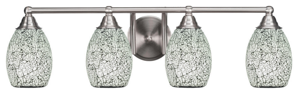 Paramount 4-Light Bath Bar, Brushed Nickel, 5" Black Fusion Glass