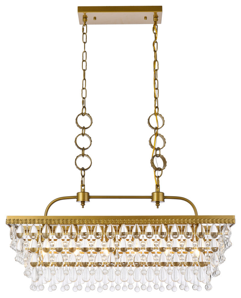 Nasir 32" Rectangle Pendant, Brass