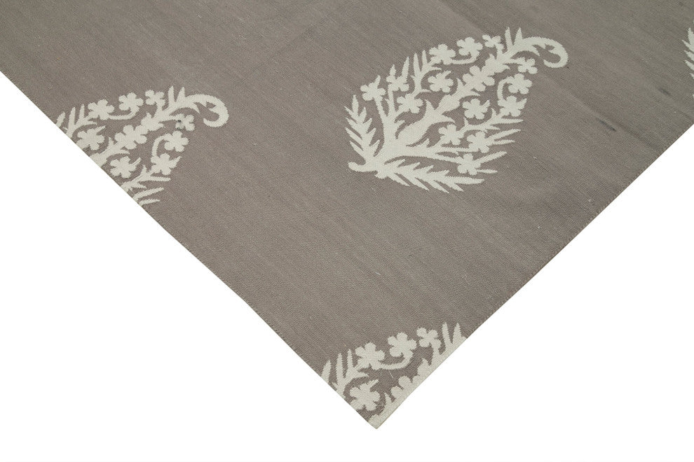 Rug N Carpet - Handmade Wool 8' 1'' x 9' 10'' Modern Design Dhurrie Kilim Rug