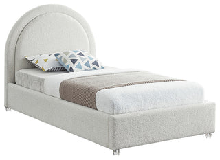 Milo Velvet Upholstered Bed, Cream, Twin