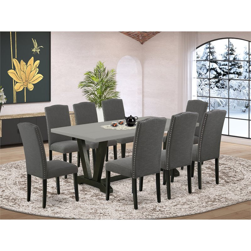 V697En120-9, 9-Piece Set, 8 Chairs and Table Hardwood