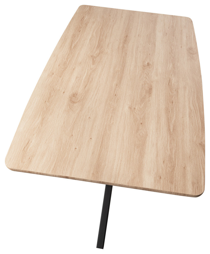 Ravenna 63" MDF Dining Table With X-Cross Geometric Metal Base, Maple