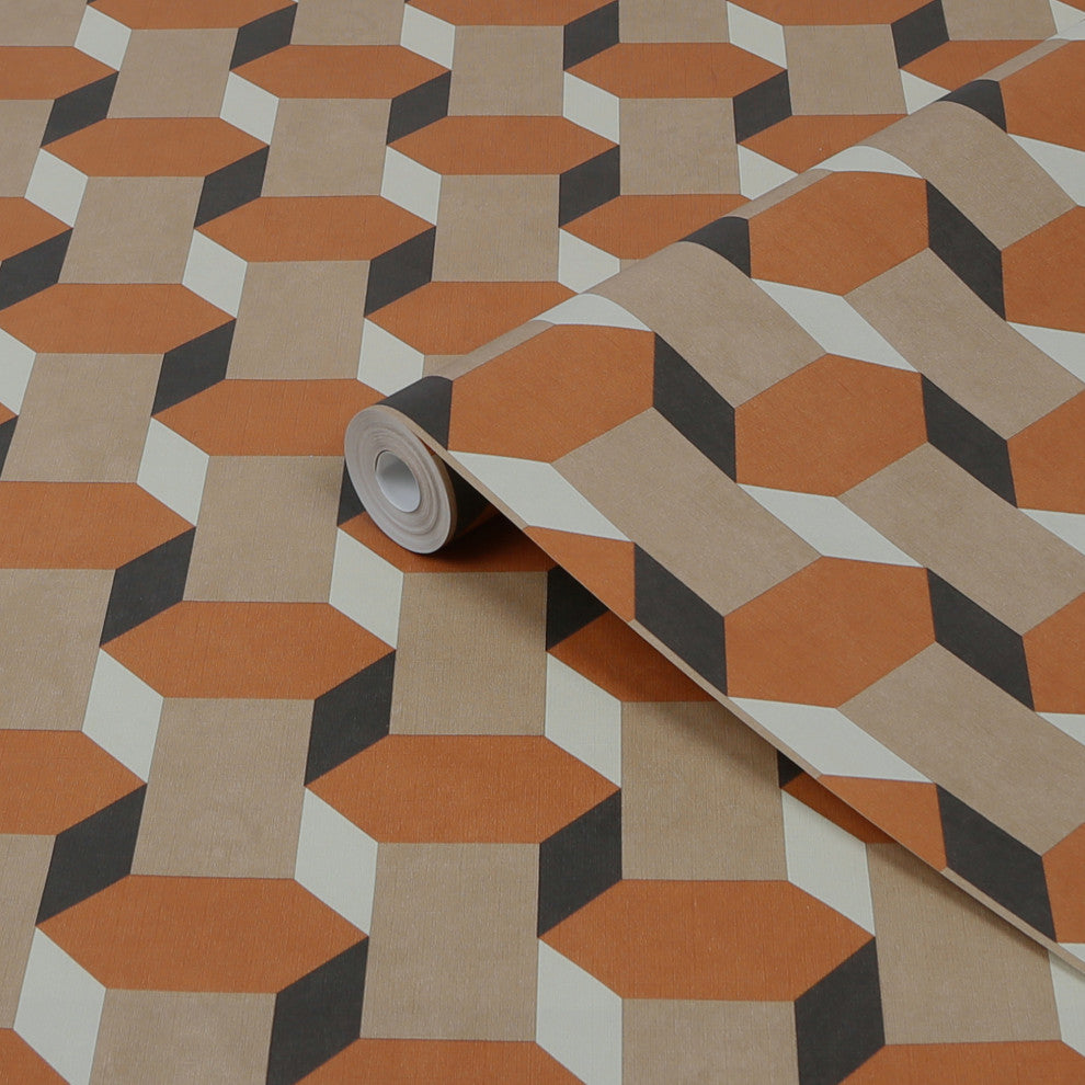 Sublime Vintage Geometrics Wallpaper, Brown