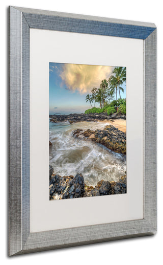 Pierre Leclerc 'Makena Sunrise' Matted Framed Art, Silver Frame, White, 20x16