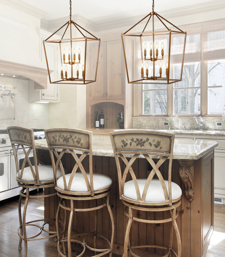 Pagoda Lantern Metal LED Pendant, Antique Gold, Width: 20"