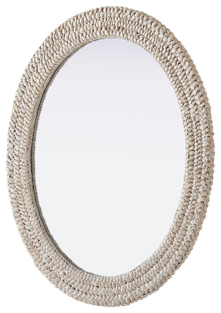 Home Living Oval Cornhusk Mirror 30x36, Linen White