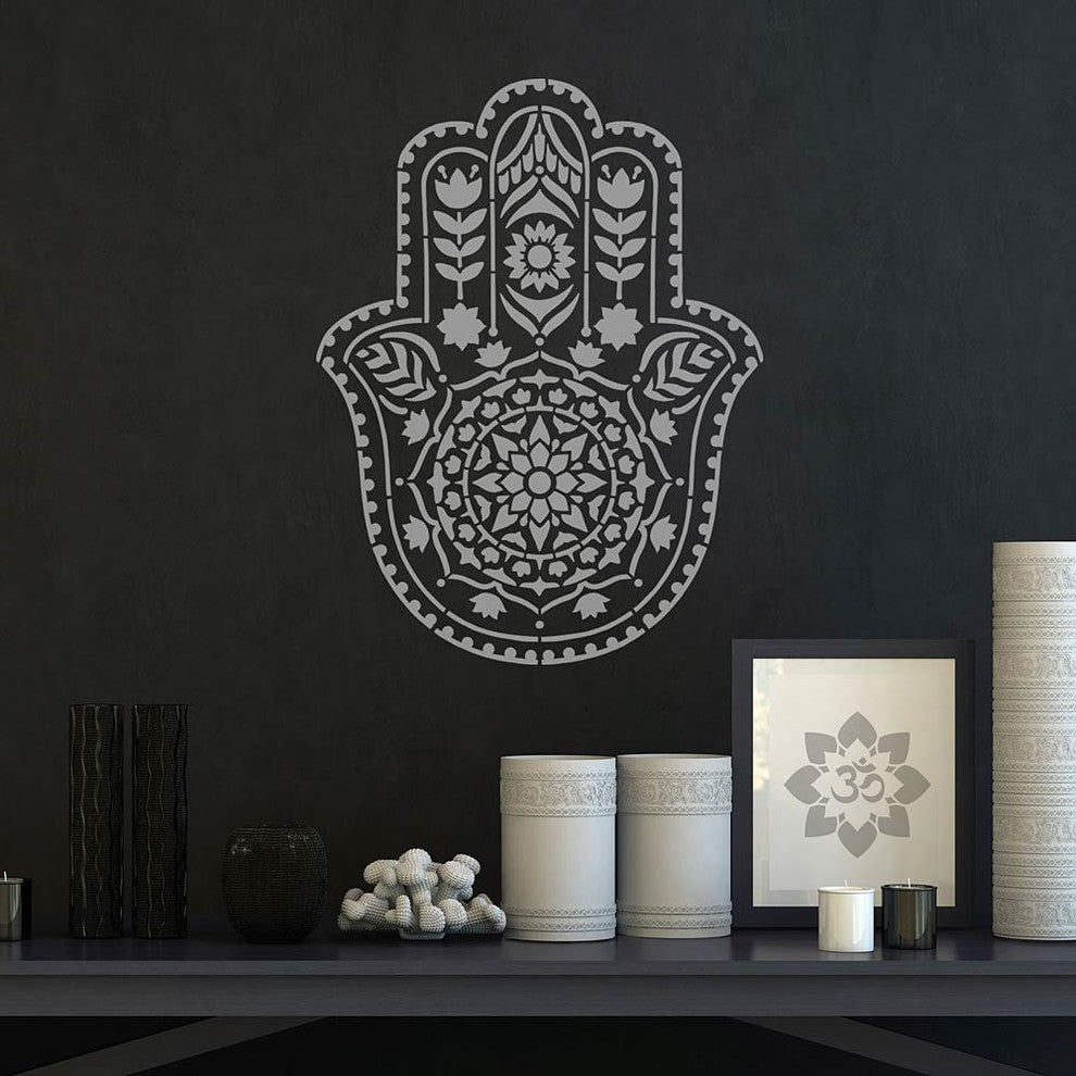 Mandala Stencil Hamsa Hand, Reusable For Walls, Small