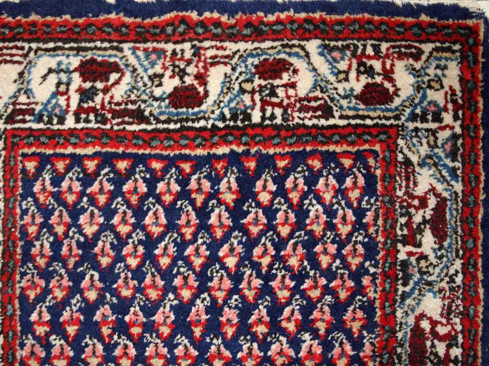 Handmade Vintage Indian Seraband Rug, 2'x4', 62cmx124cm 1970s
