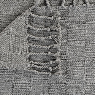 Gray Woven Cotton Solid Color Throw Blanket
