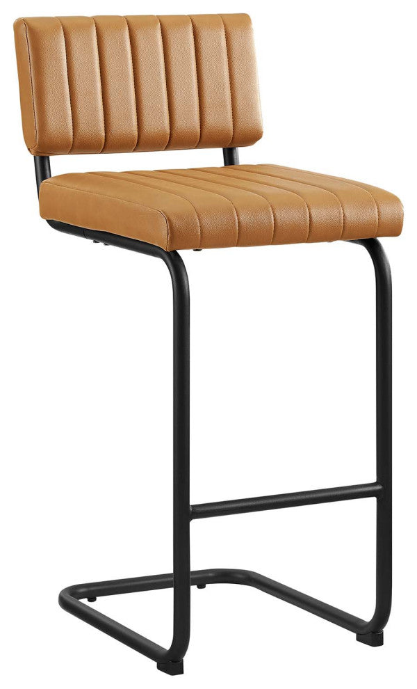 Parity Vegan Leather Counter Stools, Set of 2, Black Tan