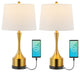 Cooper 26" French Country Iron Table Lamp, USB Charging, Set of 2, Gold