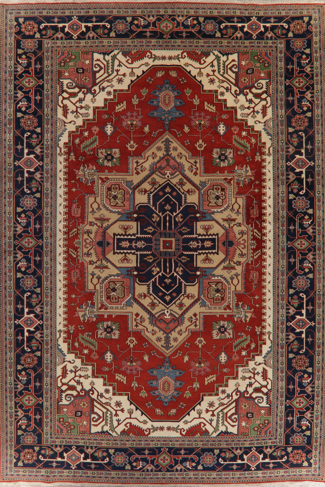 Carpet Handmade Indian Heriz Oriental Traditional Area Rug, Red, 17'11"x12'0