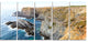 "Blue Rocky Bay Portugal" Panorama Seashore Wall Art, 60"x28", 5-Panels