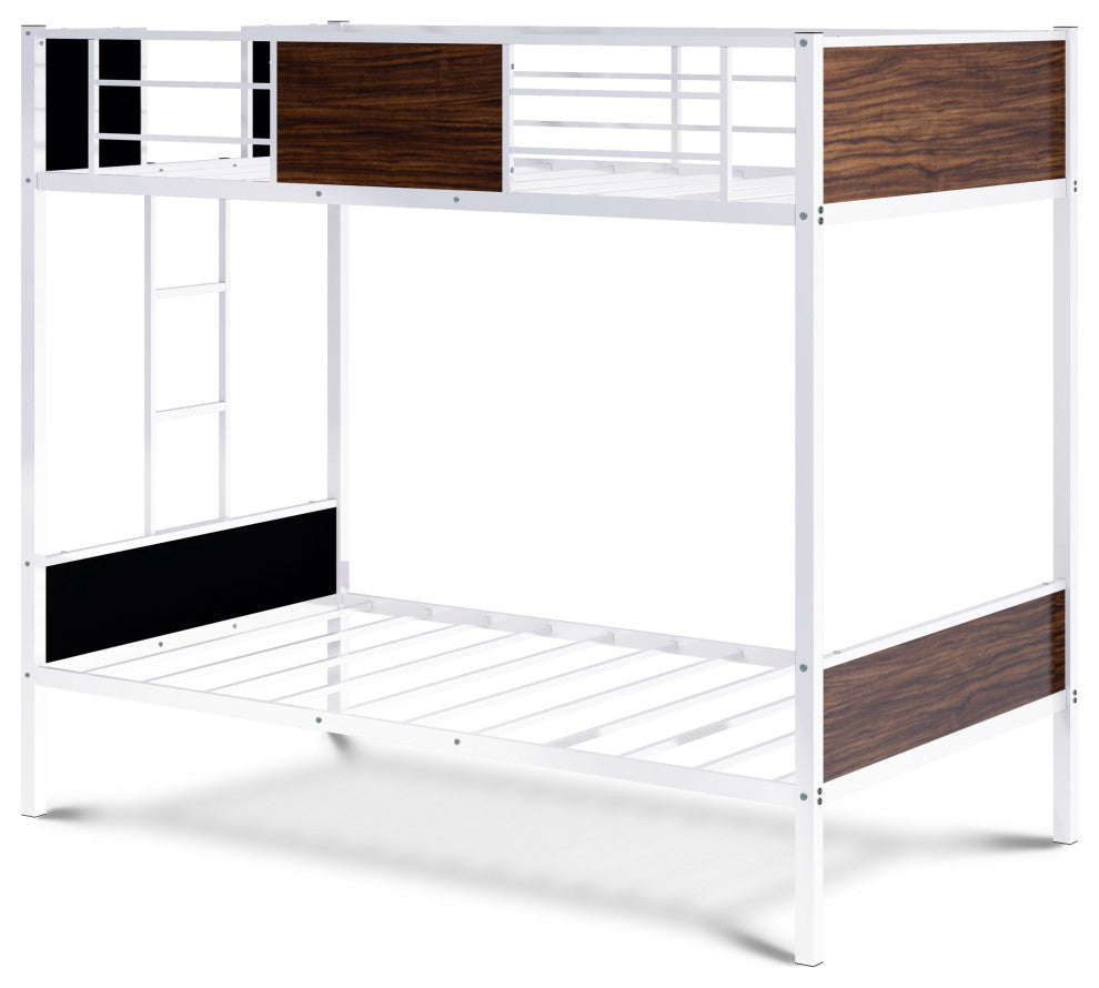 Lynfield Twin Bunk Bed In Powder Coating White Color