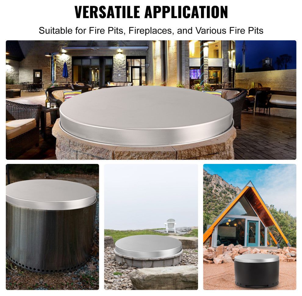 VEVOR 27" Heavy Duty Round Fire Ring Cover Lid Spark Screen Outdoor Wood Burning