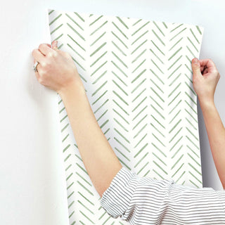 Painted Herringbone Wallpaper