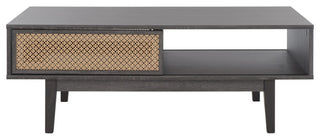 Safavieh Ceu 2 Door Coffee Table, Distressed Black/Gold