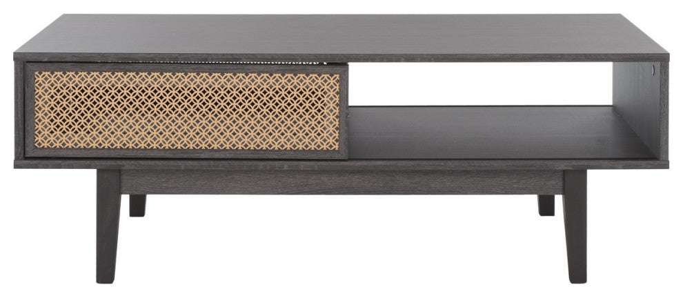 Safavieh Ceu 2 Door Coffee Table, Distressed Black/Gold