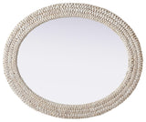 Home Living Oval Cornhusk Mirror 30x36, Linen White