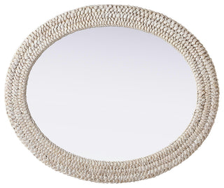 Home Living Oval Cornhusk Mirror 30x36, Linen White