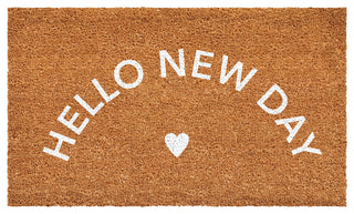 Calloway Mills Hello New Day Doormat, White, 24" X 36"