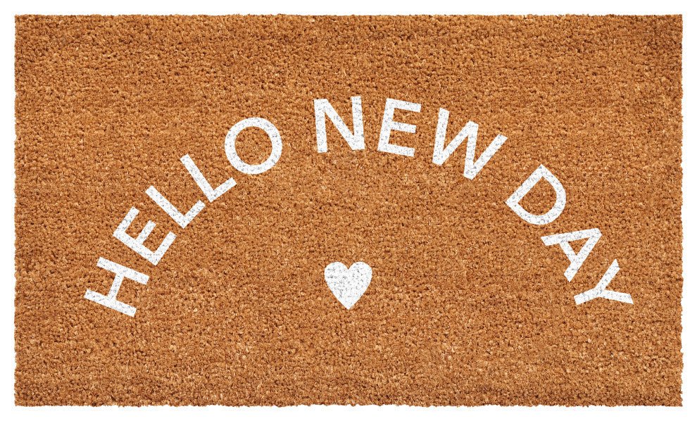 Calloway Mills Hello New Day Doormat, White, 24" X 36"